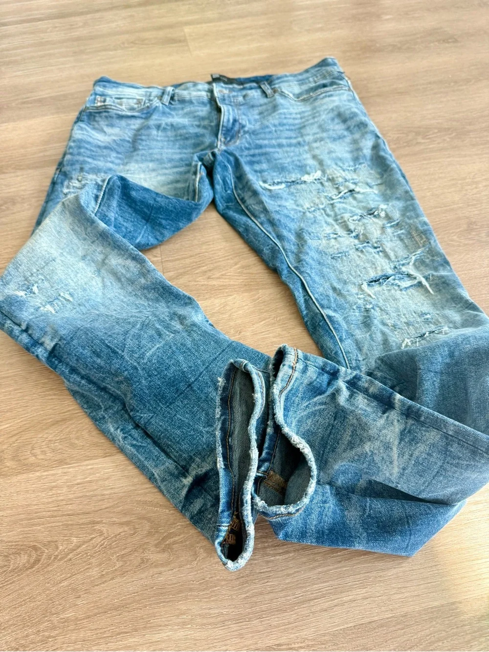 Jordan Craig Legacy Edition Jeans Men Size 38x32 Blue Distressed Slim Fit Denim